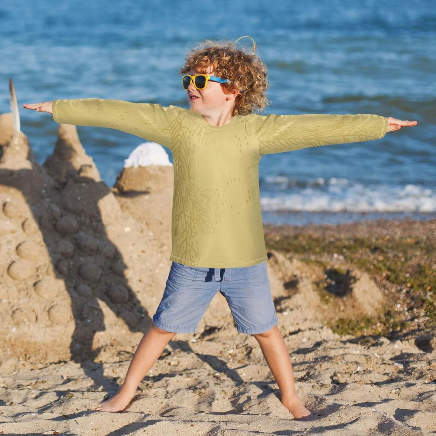 Boys Rash Guard Long Sleeve Lightweight Work Shirts UPF 50  Protection Hiking Outdoor Performance for Toddler Kid 3T
