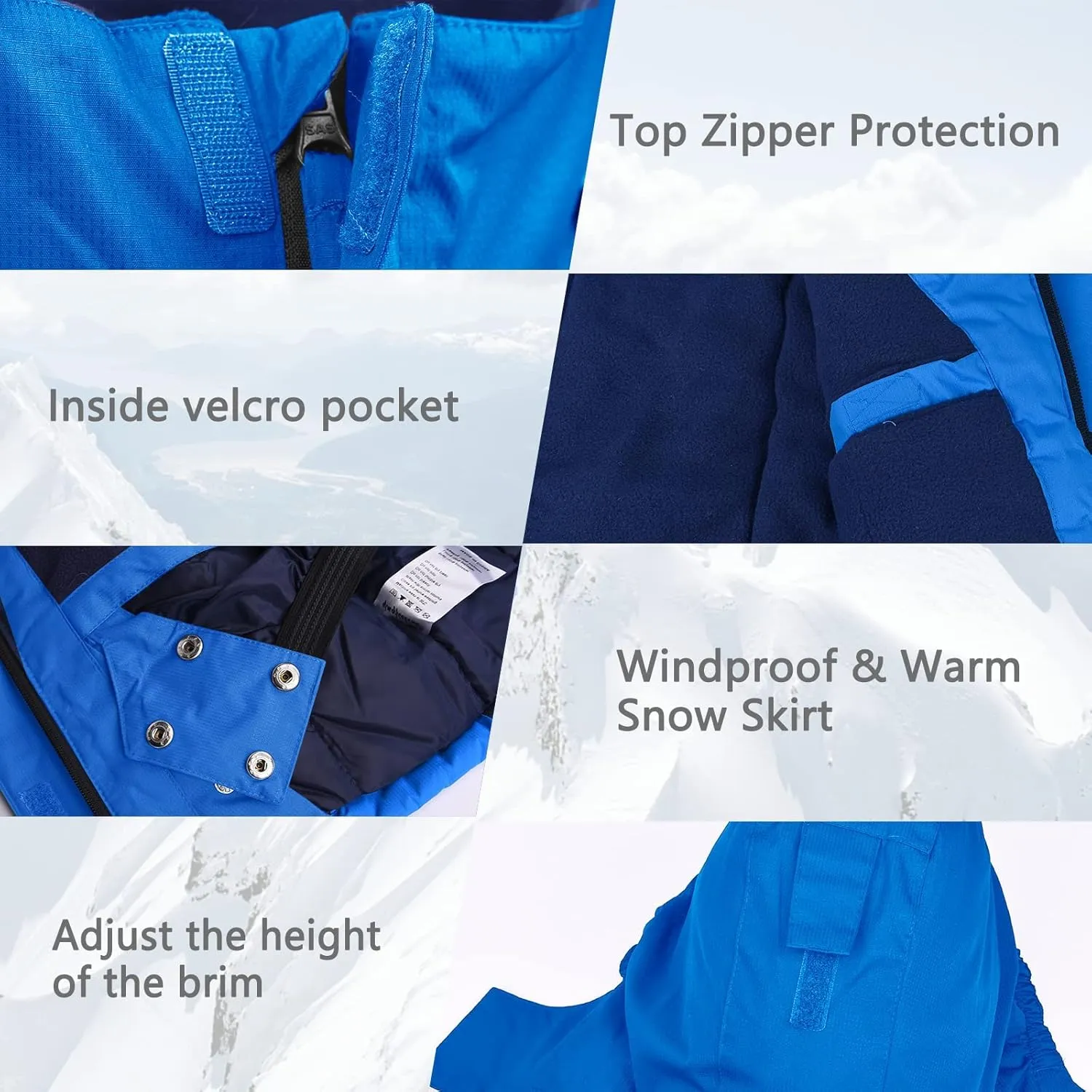 Boy's Waterproof Ski Jacket,Kids Warm Winter Snow Coat,Hooded Fleece Outwear,Windproof RainCoat