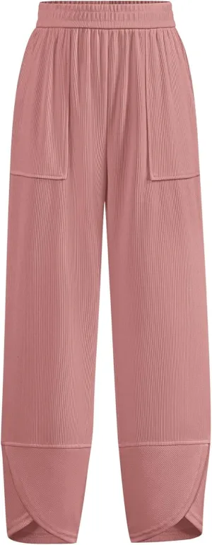 BTFBM Women's Wide Leg Palazzo Harem Pants Casual Loose Elastic Waist Sweatpants 2024 Fall Baggy Long Trousers Pockets