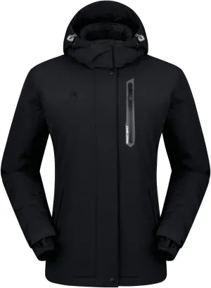 CAMEL CROWN Womens Mountain Snow Waterproof Ski Jacket Detachable Hood Windproof Fleece Parka Rain Jackt Winter Coat