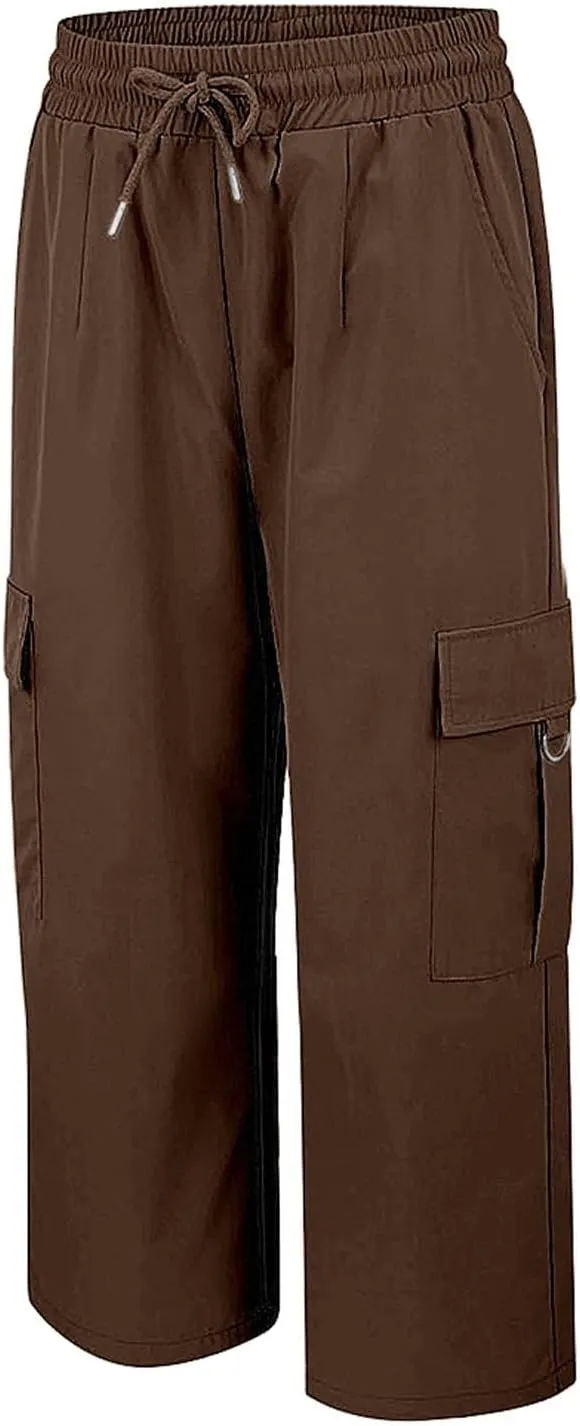 Cargo Capris for Women with Pocket Summer Mid Rise Lightweight Elastic Waist Pants Stretchy Tactical Tavel Hiking Pant