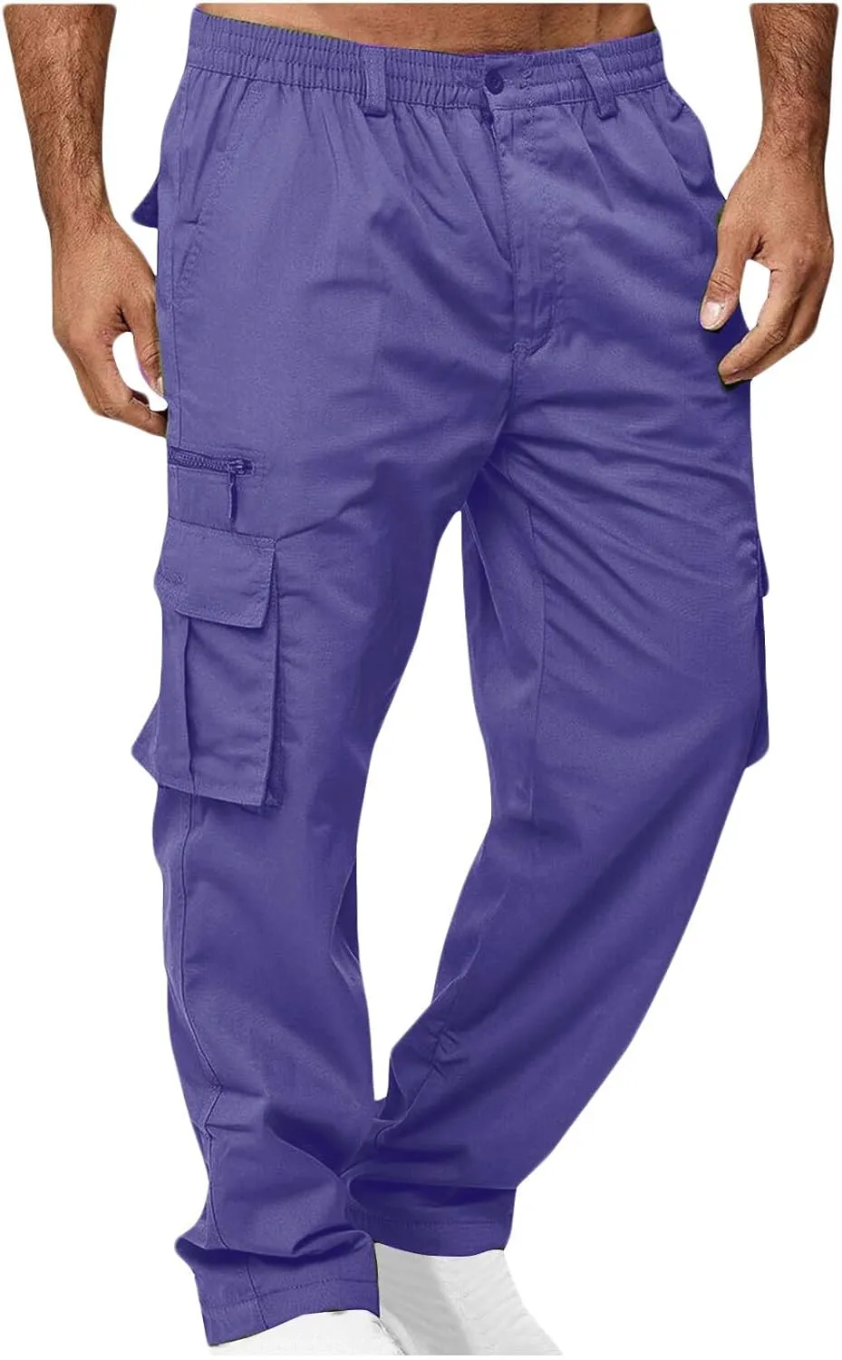 Cargo Pants for Men Elastic Waist Sweatpants Male Athletic Hiking Pants Multic Pockets Drawstring Chino Cotton Slacks