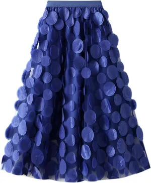 Casual Mesh Soft Skirts for Women Fashion Soft High Elastic Waist Skirt Comfy A-Line Solid Color Pleated Midi Skirts