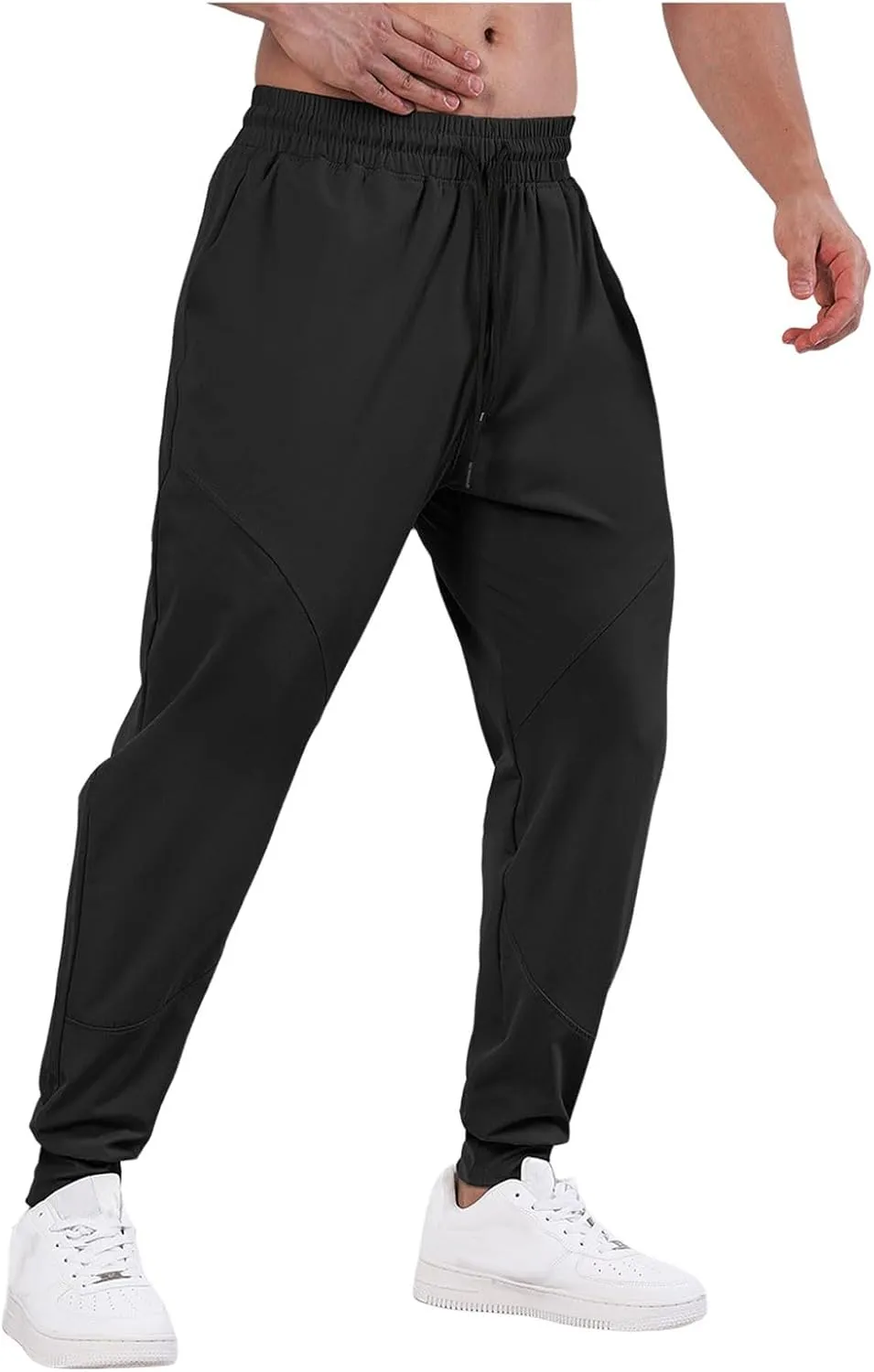 Casual Pants for Men Elastic Waist Loose Fit Drawstring Tapered Trousers Lightweight Plus Size Comfy Sweatpants with Pockets