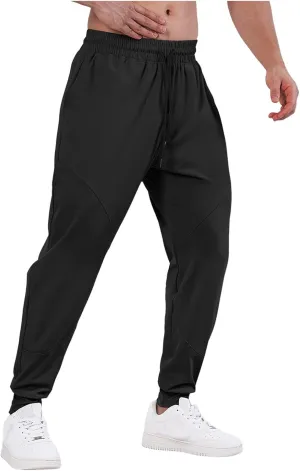 Casual Pants for Men Elastic Waist Loose Fit Drawstring Tapered Trousers Lightweight Plus Size Comfy Sweatpants with Pockets