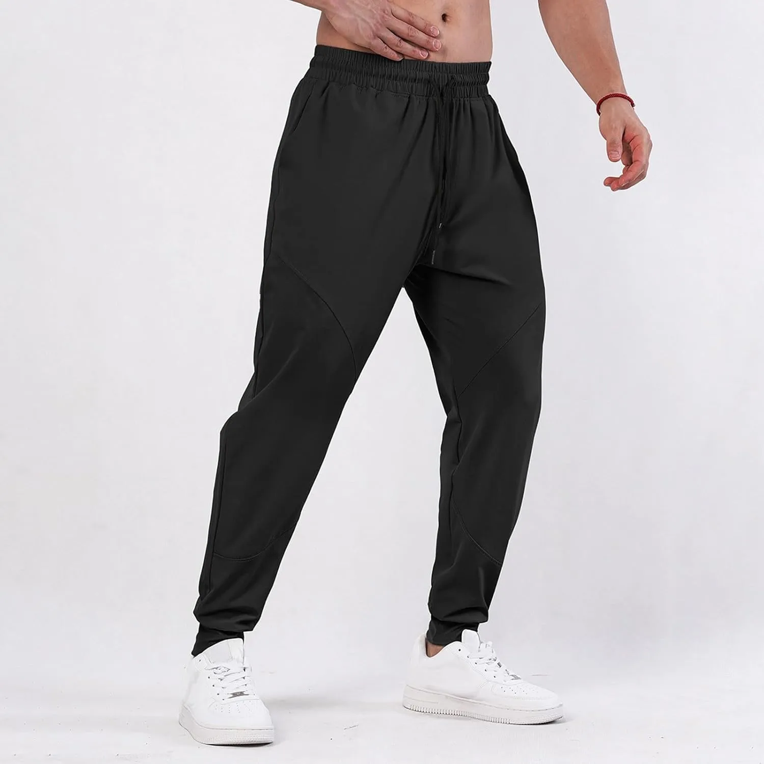 Casual Pants for Men Elastic Waist Loose Fit Drawstring Tapered Trousers Lightweight Plus Size Comfy Sweatpants with Pockets
