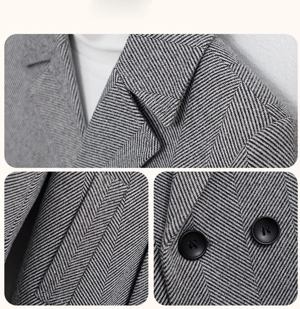 Children Boys Grey Brown Woolen Trench Coat for 2-18