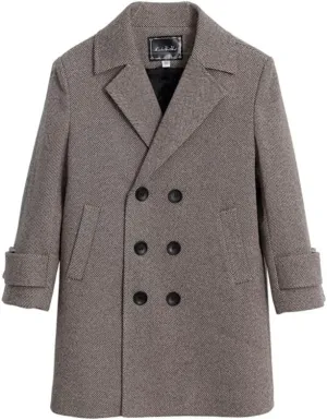 Children Boys Grey Brown Woolen Trench Coat for 2-18