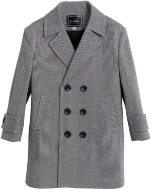 Children Boys Grey Brown Woolen Trench Coat for 2-18