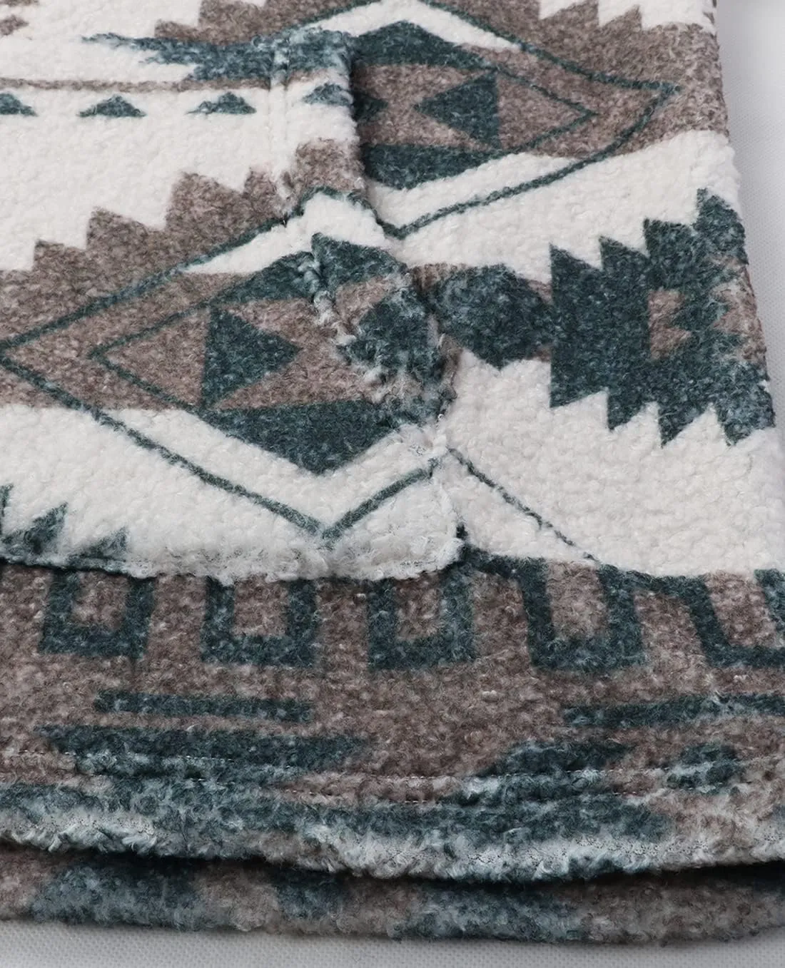 chouyatou Men's Tribal Aztec Printed 1/4 Zip Fuzzy Sherpa Pullover Sweatshirt Hoodie
