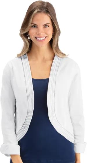 Collections Etc Bolero Style Denim Long Sleeve Button Cuff Jacket