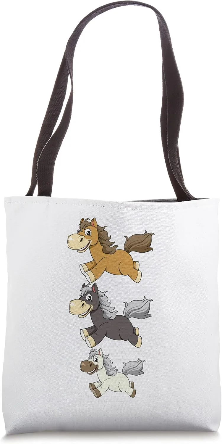 Crazy Horse Collection Jumping Foal Smile Horses Pony Tote Bag