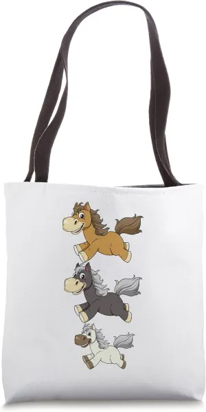 Crazy Horse Collection Jumping Foal Smile Horses Pony Tote Bag