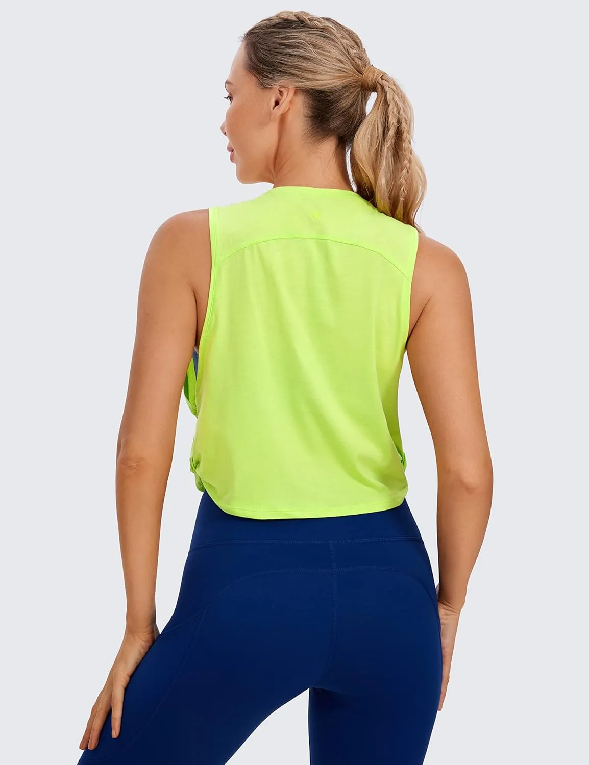 CRZ YOGA Pima Cotton Cropped Workout Tank Tops for Women - Sleeveless Sports Athletic Yoga Running Gym Crop Shirts