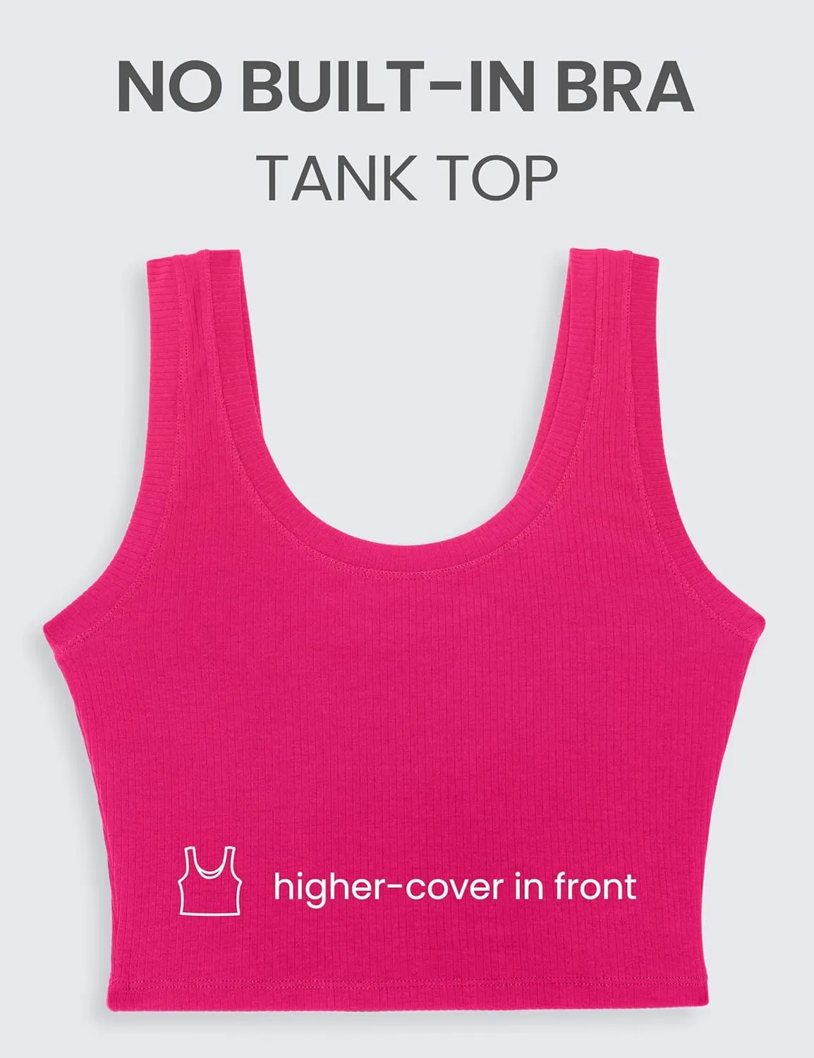 CRZ YOGA Ribbed Crop Fitted Tank Tops for Women Low U-Back Scoop Neck Casual Cropped Sleeveless Workout Yoga Shirt