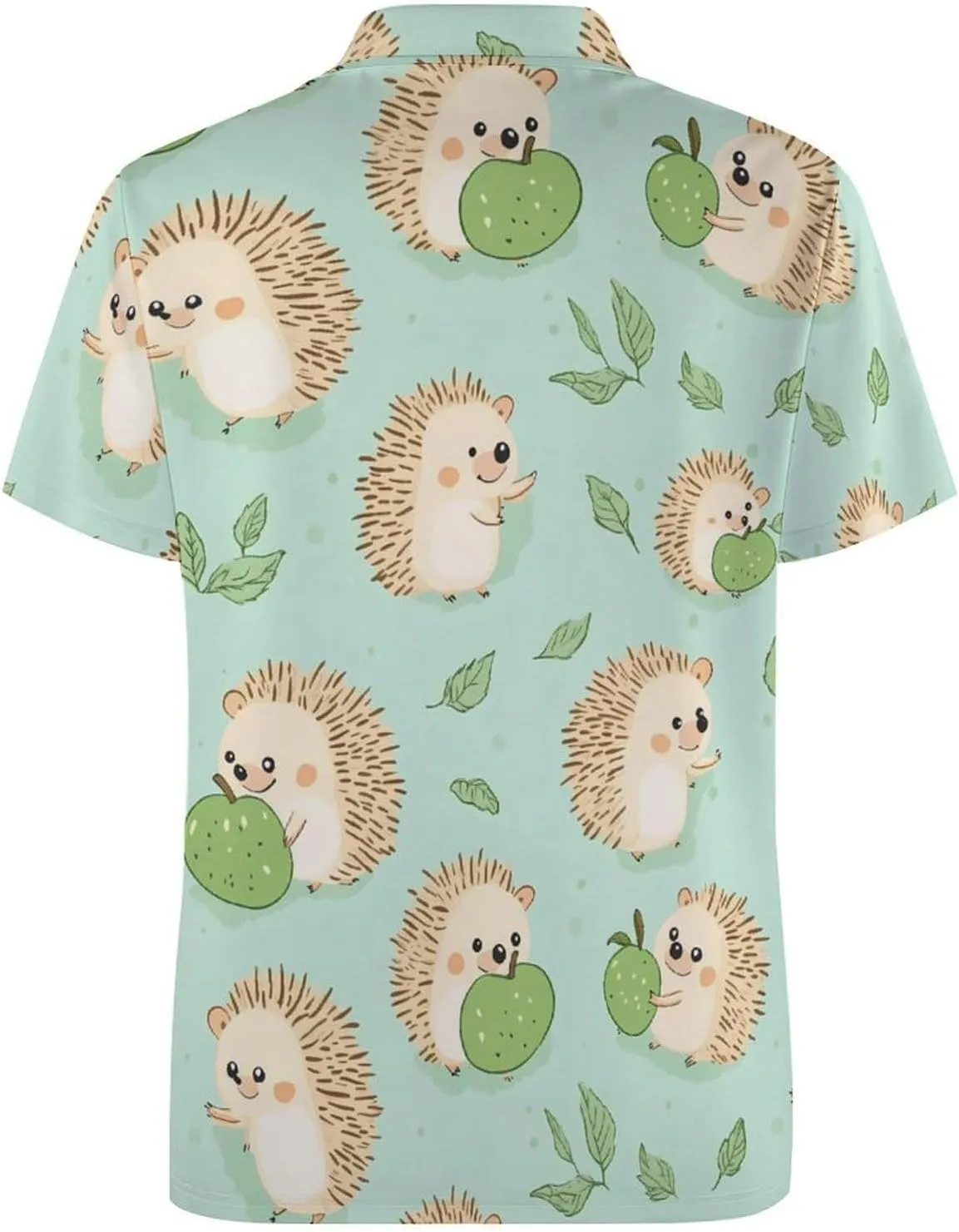 Cute Hedgehogs Slim Fit Men's Short Sleeve Polo Shirts Quick-Dry Breathable Golf T-Shirt Tops