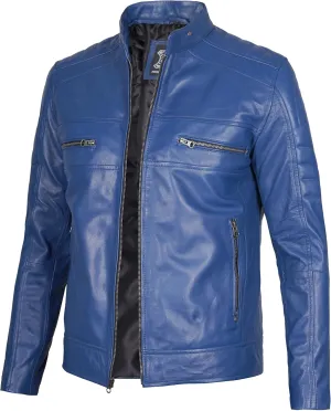 Decrum Leather Jacket Men - Cafe Racer Style Fashion Real Lambskin Leather Jacket For Men