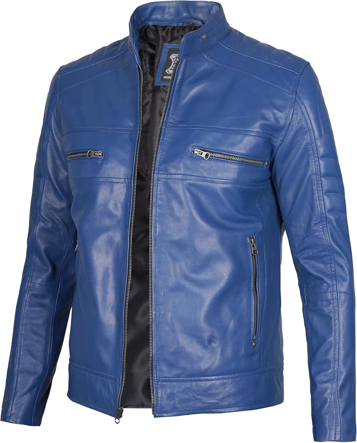 Decrum Leather Jacket Men - Cafe Racer Style Fashion Real Lambskin Leather Jacket For Men