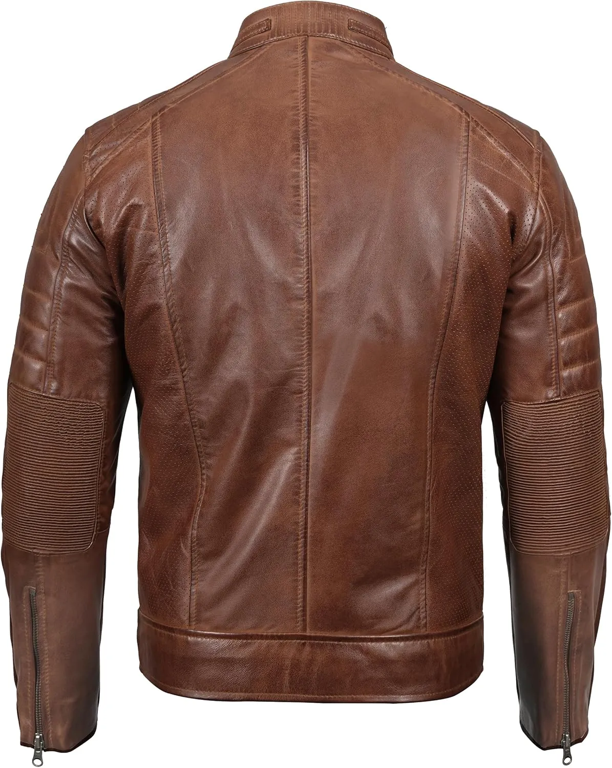 Decrum Leather Jacket Men - Cafe Racer Style Fashion Real Lambskin Leather Jacket For Men