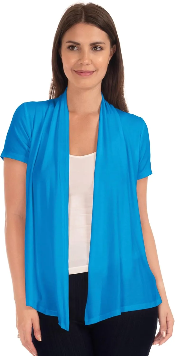 DFF Shop Women's Lightweight Open Drape Short Sleeve Cardigan (Size: S - 5X)