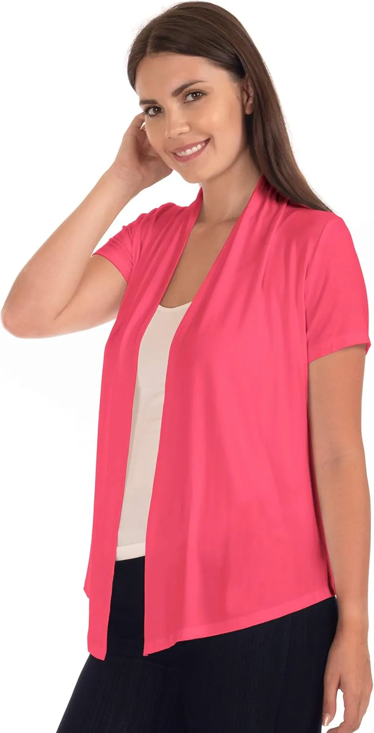 DFF Shop Women's Lightweight Open Drape Short Sleeve Cardigan (Size: S - 5X)