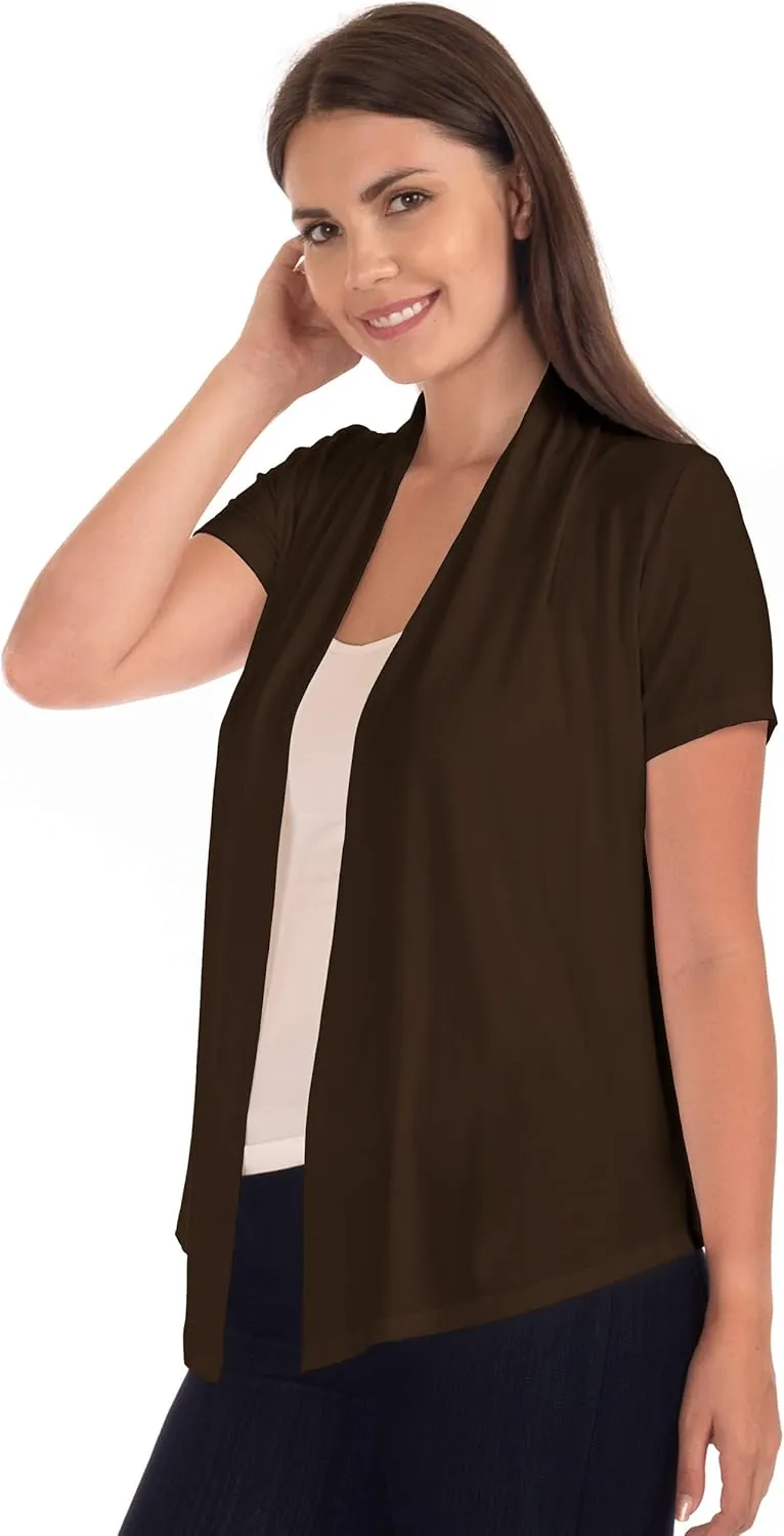 DFF Shop Women's Lightweight Open Drape Short Sleeve Cardigan (Size: S - 5X)