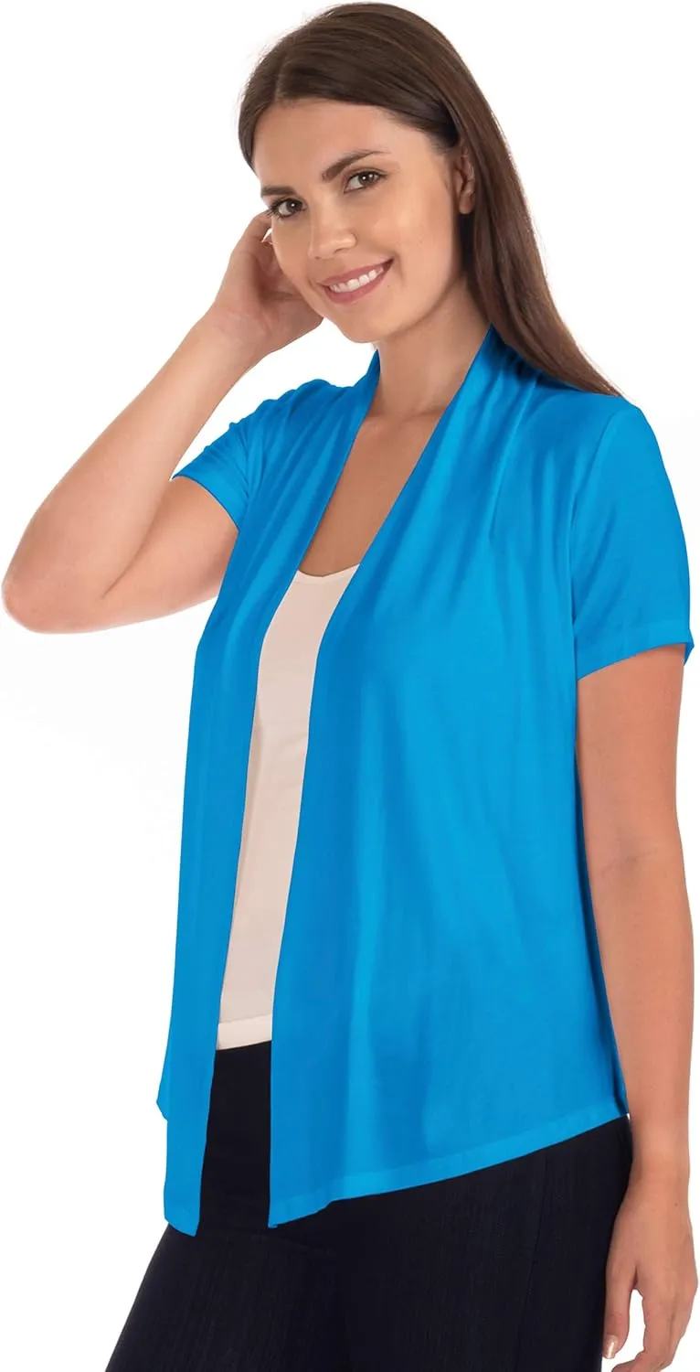 DFF Shop Women's Lightweight Open Drape Short Sleeve Cardigan (Size: S - 5X)