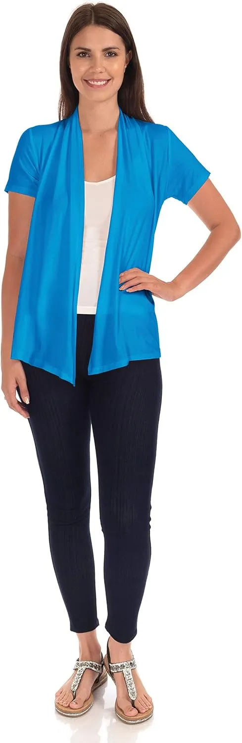 DFF Shop Women's Lightweight Open Drape Short Sleeve Cardigan (Size: S - 5X)