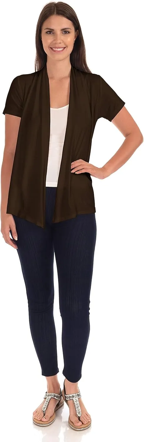 DFF Shop Women's Lightweight Open Drape Short Sleeve Cardigan (Size: S - 5X)