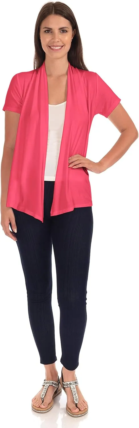 DFF Shop Women's Lightweight Open Drape Short Sleeve Cardigan (Size: S - 5X)