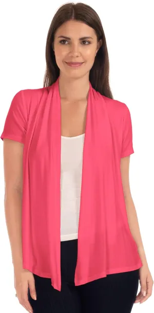 DFF Shop Women's Lightweight Open Drape Short Sleeve Cardigan (Size: S - 5X)