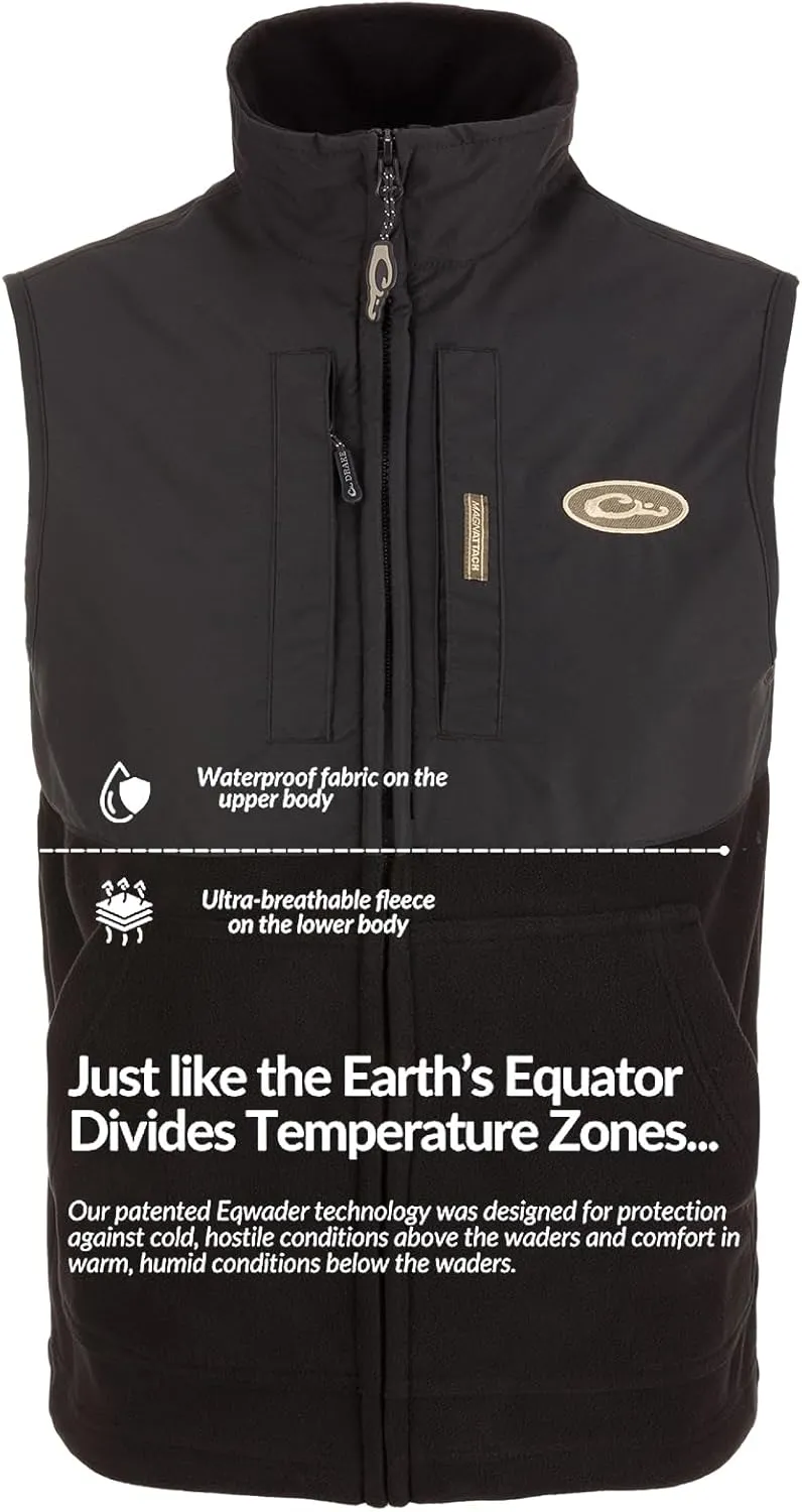 Drake Waterfowl Men's MST Eqwader Insulated Fleece-Lined Waterproof Windproof Breathable Adjustable Outdoor Hunting Zip Vest
