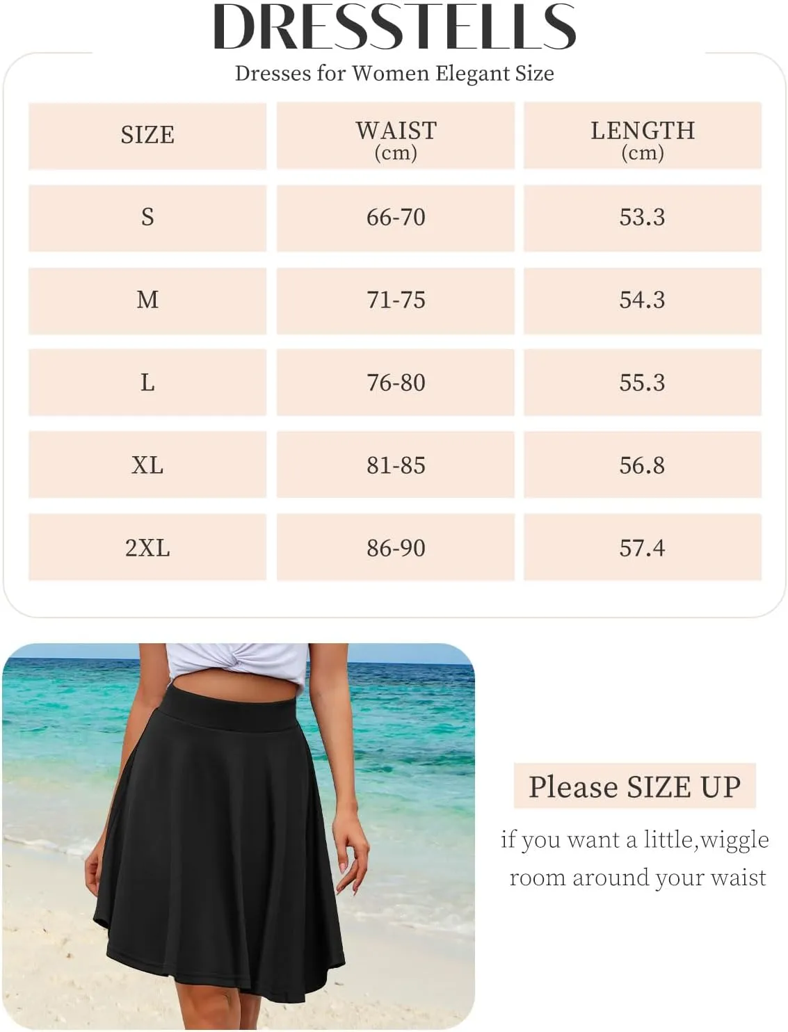DRESSTELLS Women's Casual Skirt 2025, Stretchy High Waist Aline Mini Skater Skirts