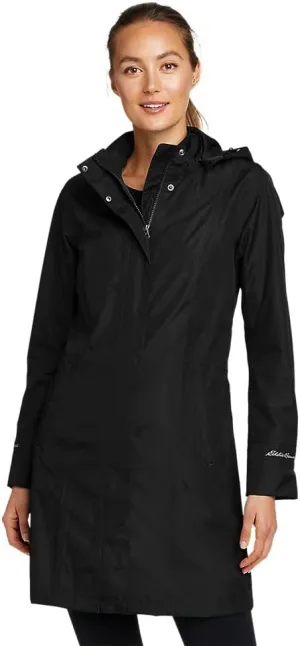 Eddie Bauer Women's Girl on the Go Trench Coat, Black, Large, Tall