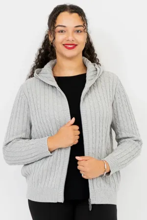 Elsie Cotton Hooded Sweater - Silver