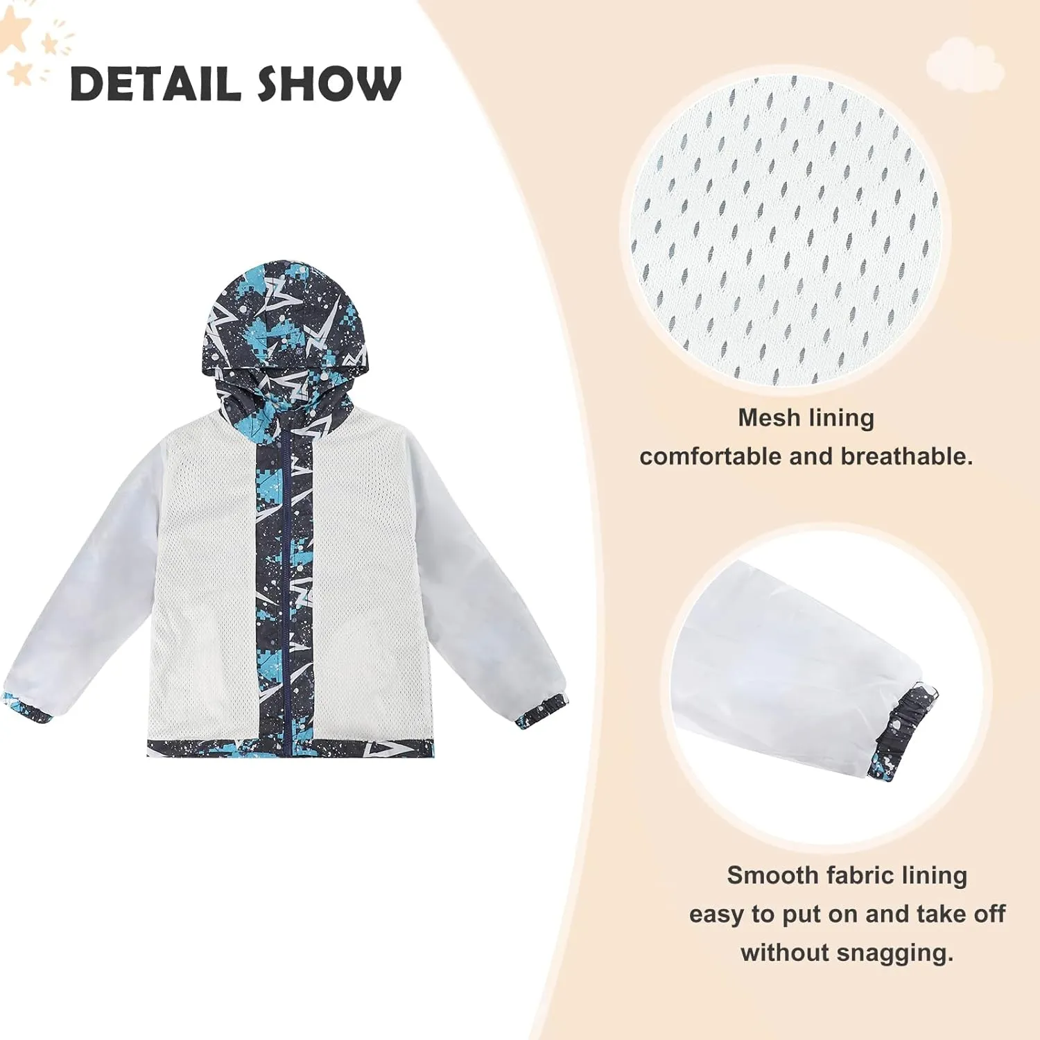 ESTAMICO Boys Windbreaker Jacket Fashion Hoodies Outwear Coat Waterproof Zipper Raincoat, 4T-12