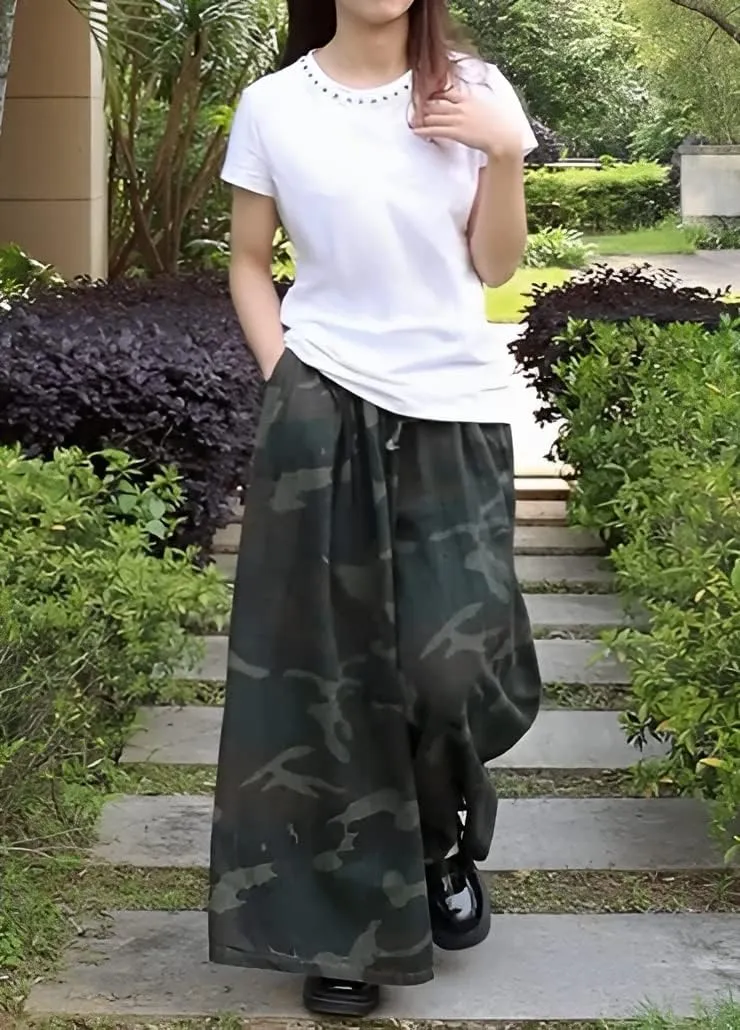 Extra Wide Leg Denim Pants for Women Long Jeans Elastic Waist with Pockets Plus Size Loose Casual