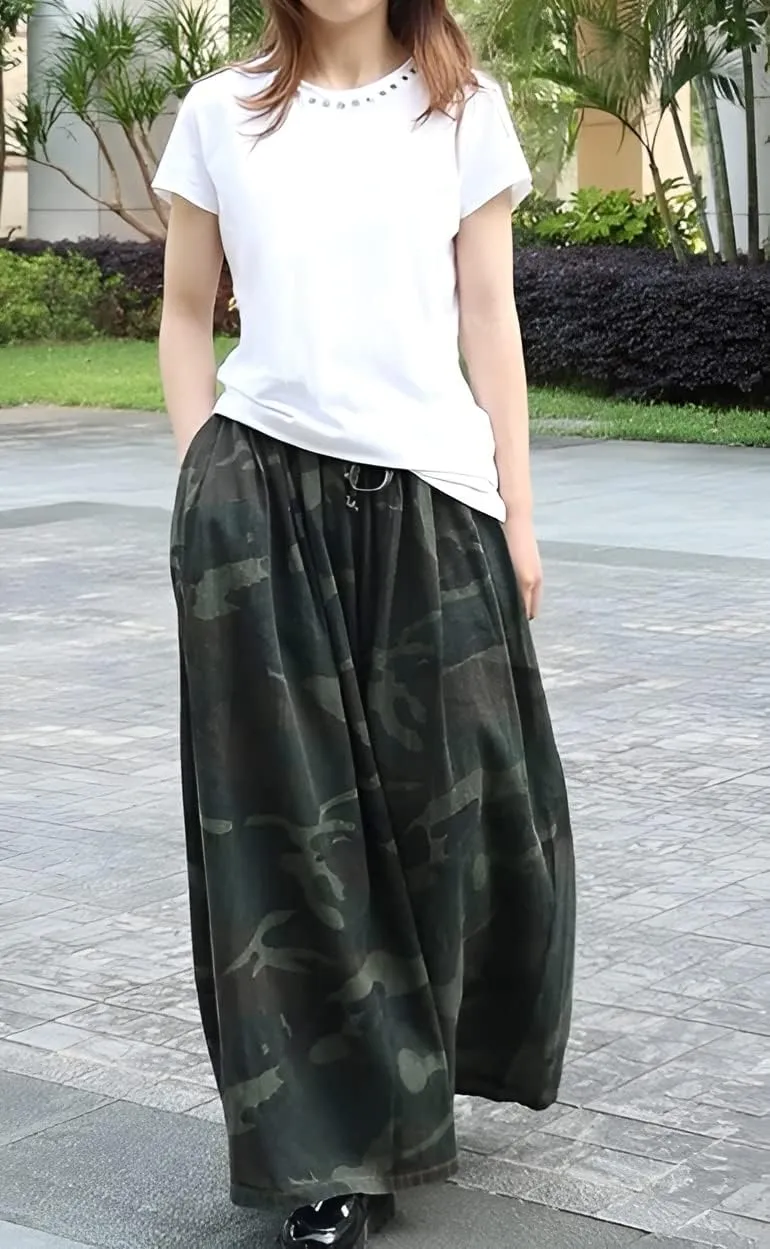Extra Wide Leg Denim Pants for Women Long Jeans Elastic Waist with Pockets Plus Size Loose Casual