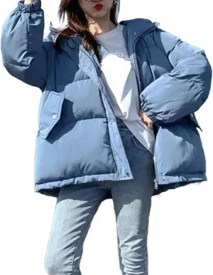 Fahsion Hooded Oversize Jacket Women Overcoat Winter Thick Down Cotton Padded Coat Female Casual Loose Short Parkas