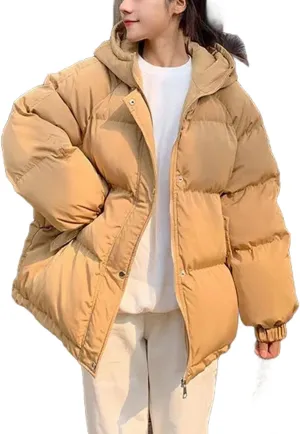 Fahsion Hooded Oversize Jacket Women Overcoat Winter Thick Down Cotton Padded Coat Female Casual Loose Short Parkas