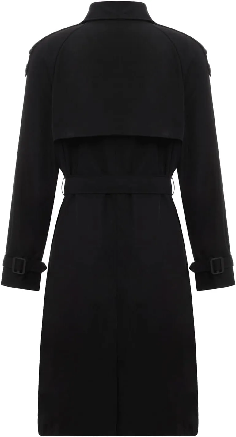 FEORJGP Women Casual Long Trench Coat Jacket Lapel Double Breasted Slim Coat Long Sleeve Overcoat with Belt Windproof Outwear