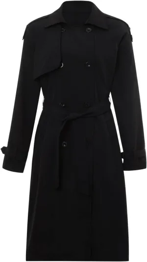 FEORJGP Women Casual Long Trench Coat Jacket Lapel Double Breasted Slim Coat Long Sleeve Overcoat with Belt Windproof Outwear