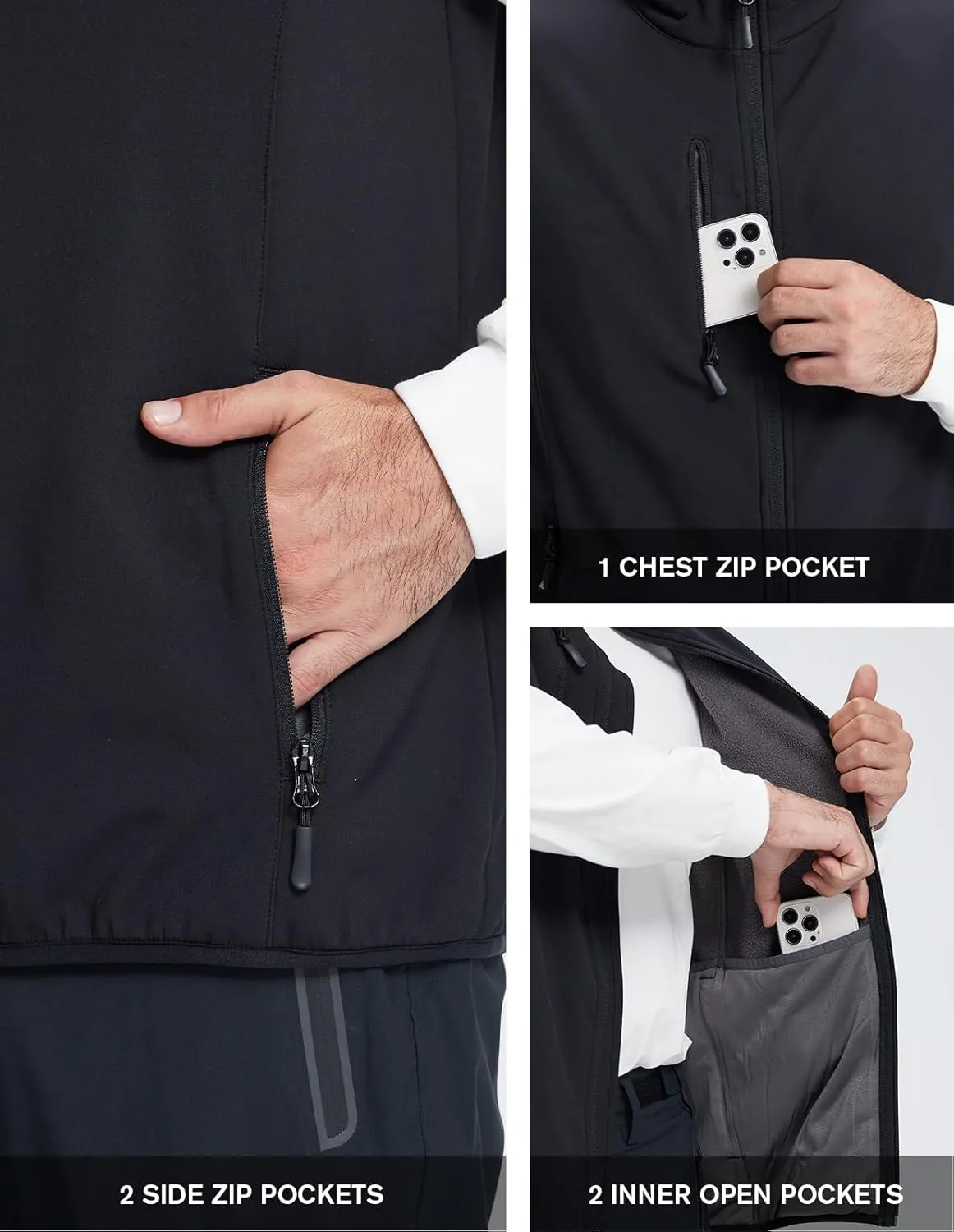 fit space Men's Lightweight Vest Softshell Sleeveless Windproof Jacket with Zipper Pcoket Cycling Travel Hiking Running Golf