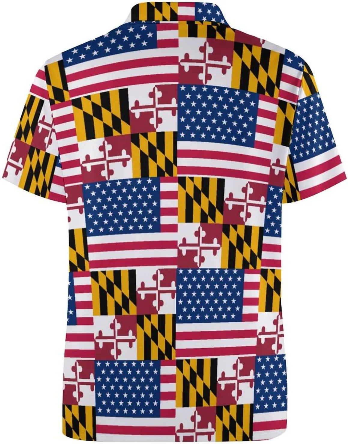 Flag of U.S.A and Maryland Slim Fit Men's Short Sleeve Polo Shirts Quick-Dry Breathable Golf T-Shirt Tops