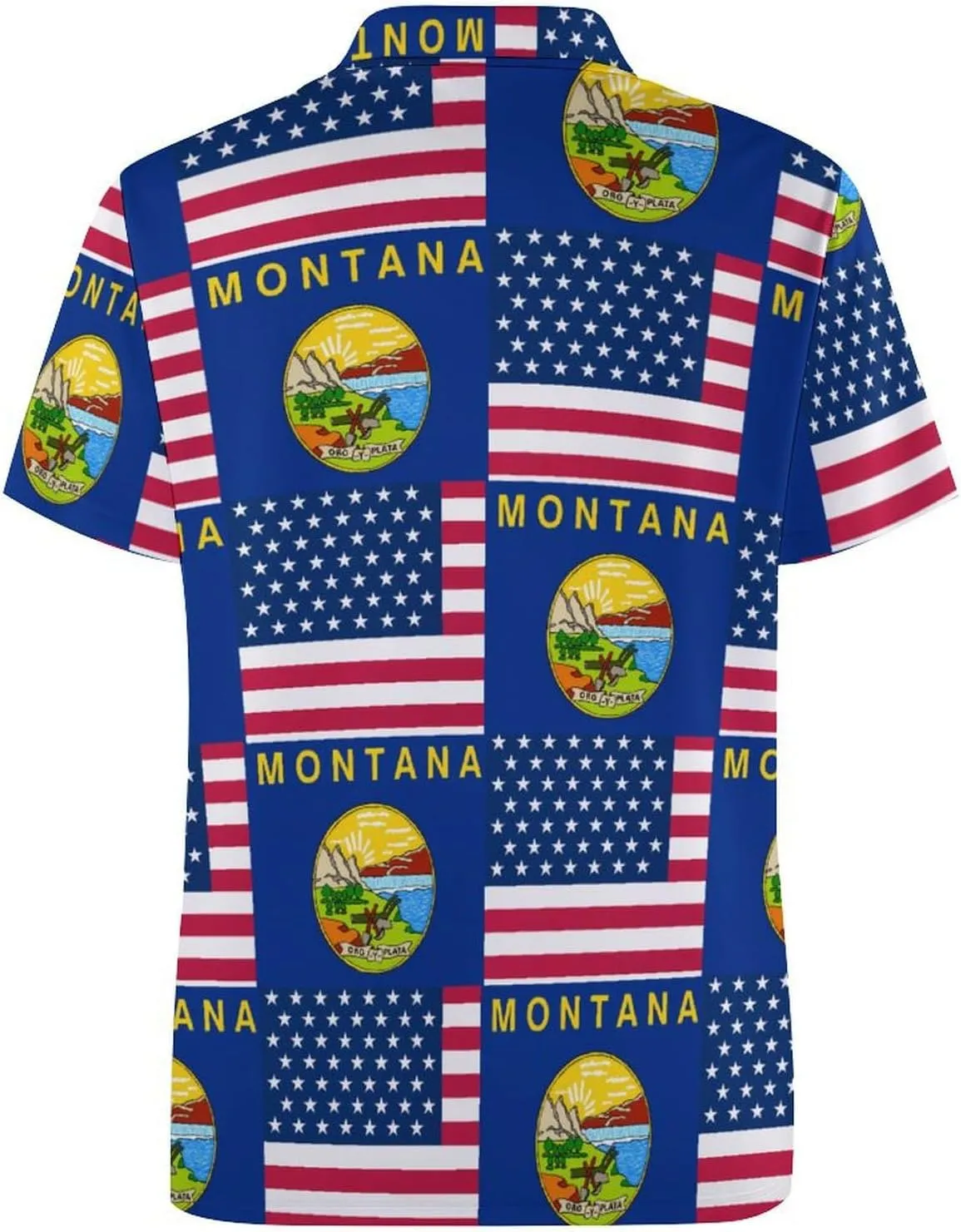 Flag of U.S.A and Montana Slim Fit Men's Short Sleeve Polo Shirts Quick-Dry Breathable Golf T-Shirt Tops