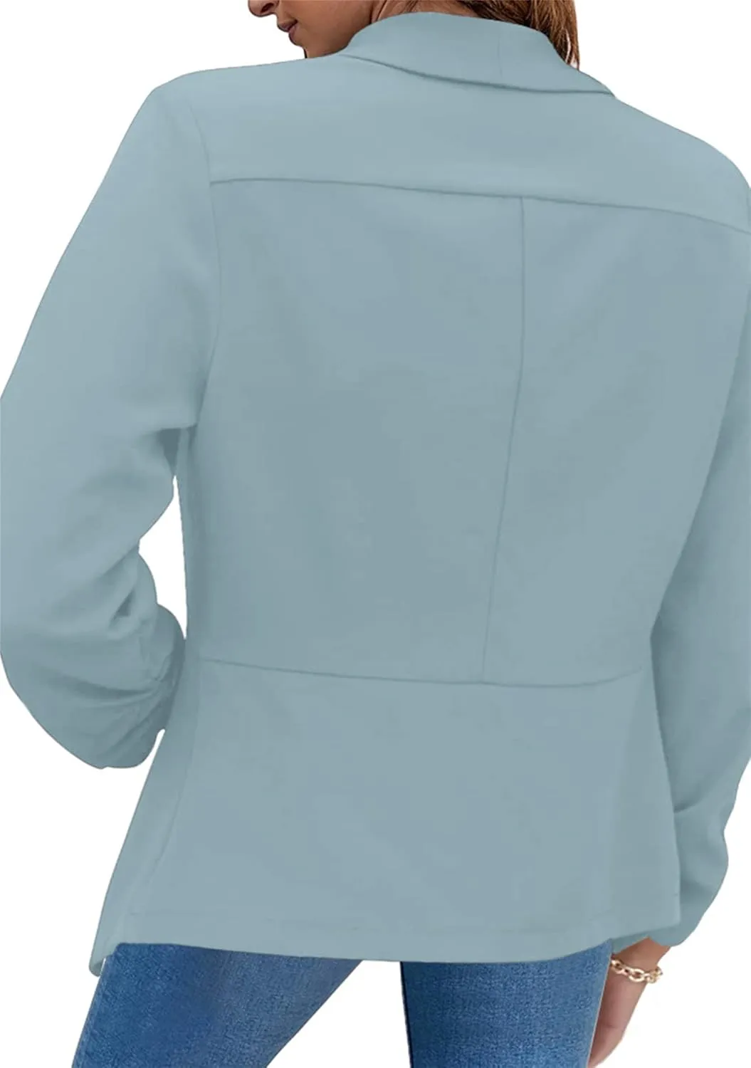 FLITAY Womens Long Sleeve Solid Color Blazer Open Front Elegant Work Jacket Fashion Casual Office Coat