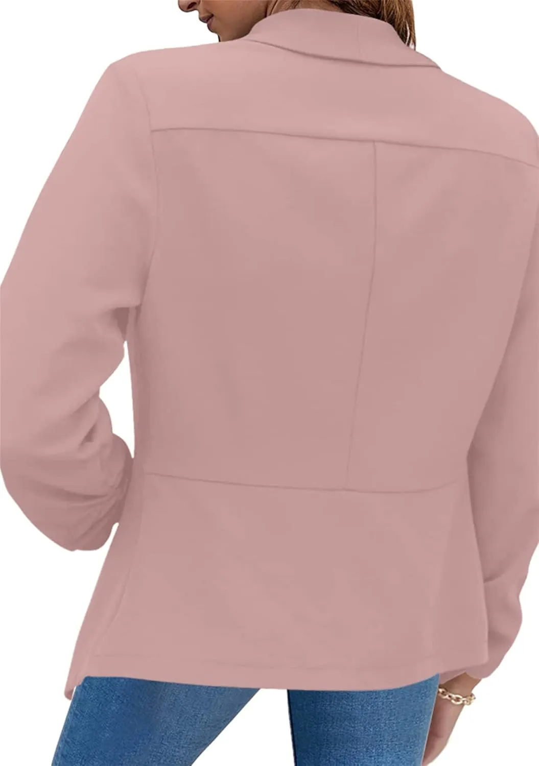 FLITAY Womens Long Sleeve Solid Color Blazer Open Front Elegant Work Jacket Fashion Casual Office Coat