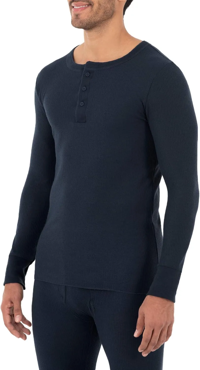 Fruit of the Loom Men's Classic Midweight Waffle Thermal Henley Top