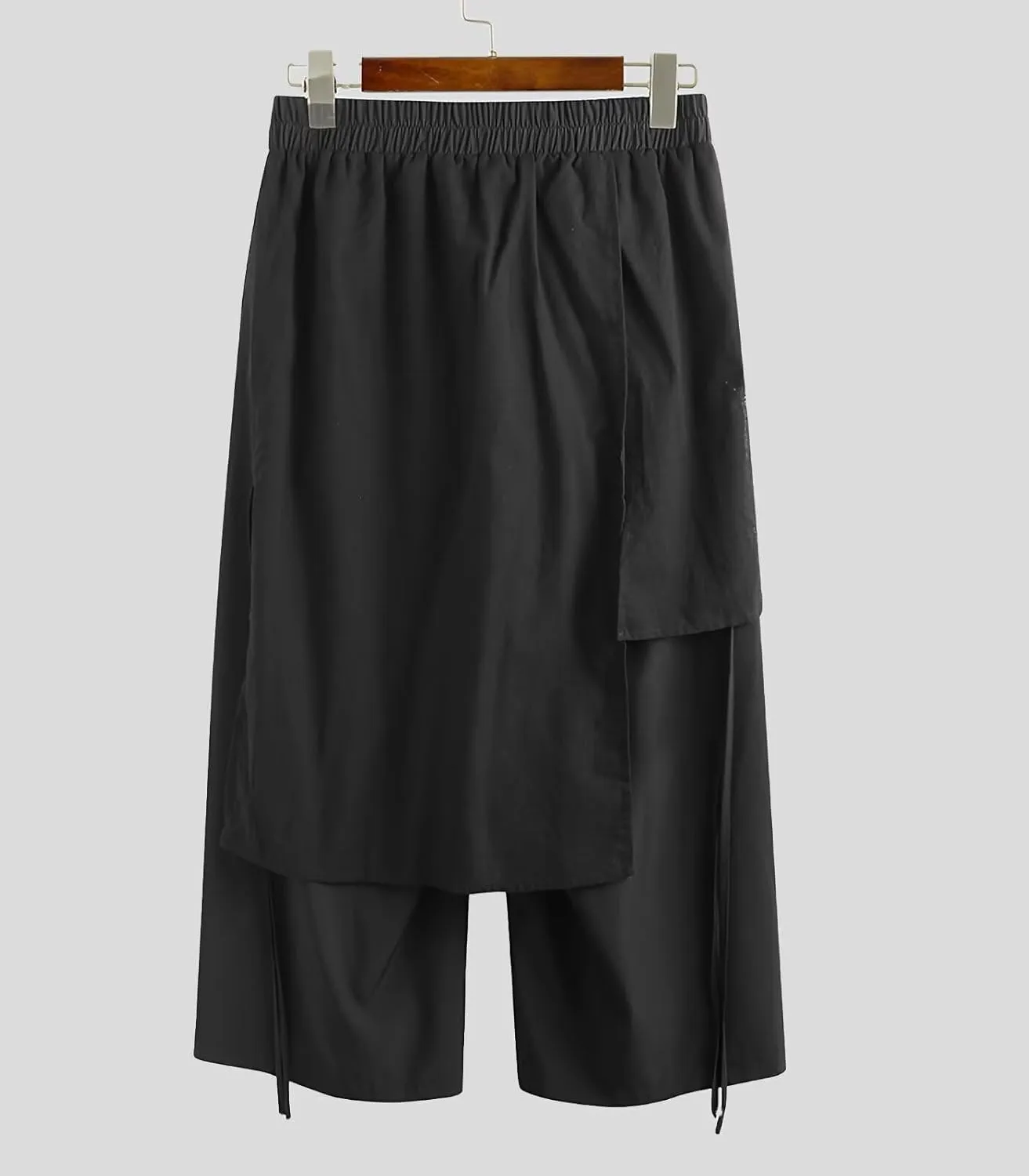 FTIMILD Men's Casual Japanese Wide Leg Harem Pants Baggy Elastic Waist Skirt Pants Leightweight Breathable Pnats