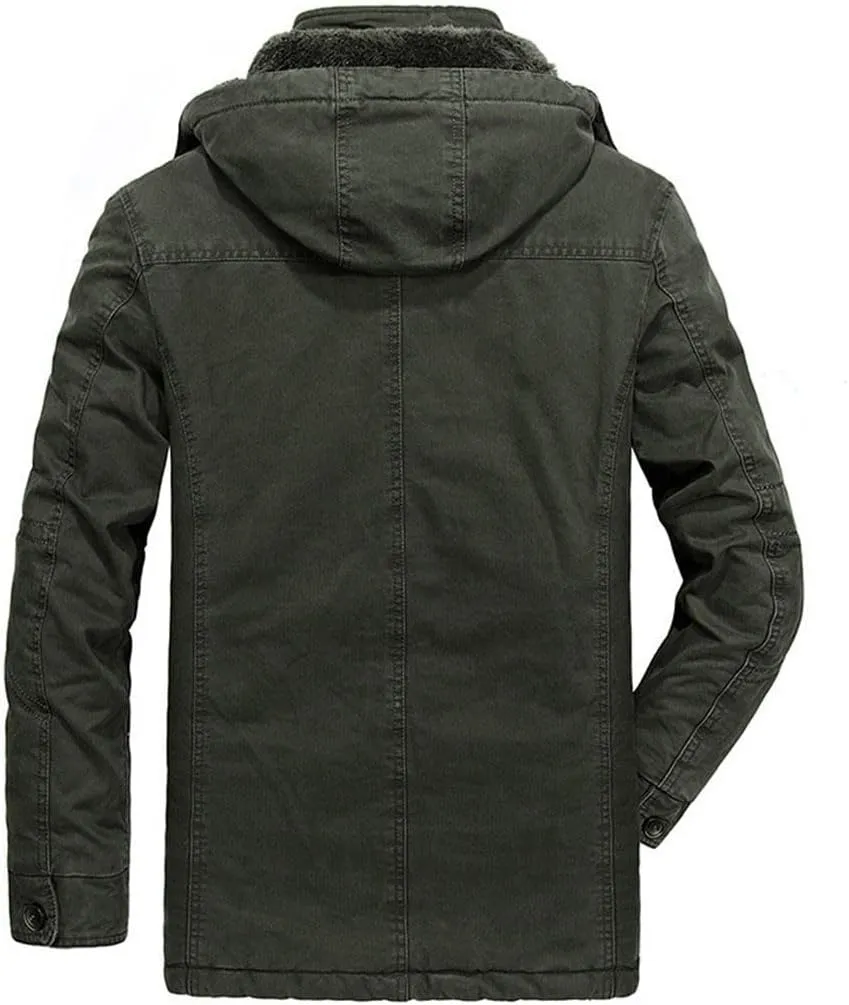 FULBHPRINT Men's Mid-Length Winter Jacket - Cotton-Padded Coat With Cotton Heating And Windproof Features Outwear